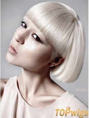 Lace Front Bobs Short Straight 10 inch Platinum Blonde Great Fashion Wigs