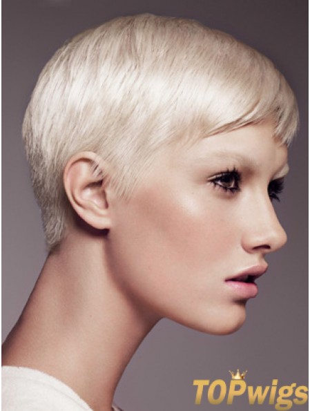 Capless Boycuts Short Straight 8 inch Platinum Blonde Fabulous Fashion Wigs