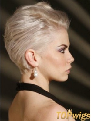 Capless Boycuts Short Straight 8 inch Platinum Blonde Affordable Fashion Wigs