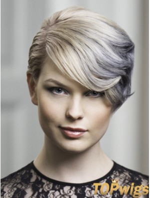 Lace Front Grey Short Wavy 8 inch Discount Fashion Wigs