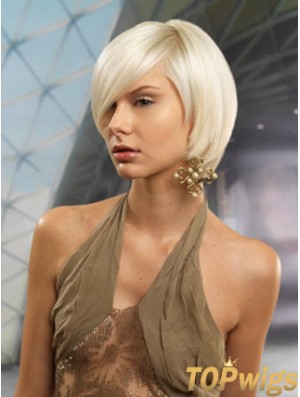 Monofilament Bobs Short Straight 10 inch Platinum Blonde Cheapest Fashion Wigs