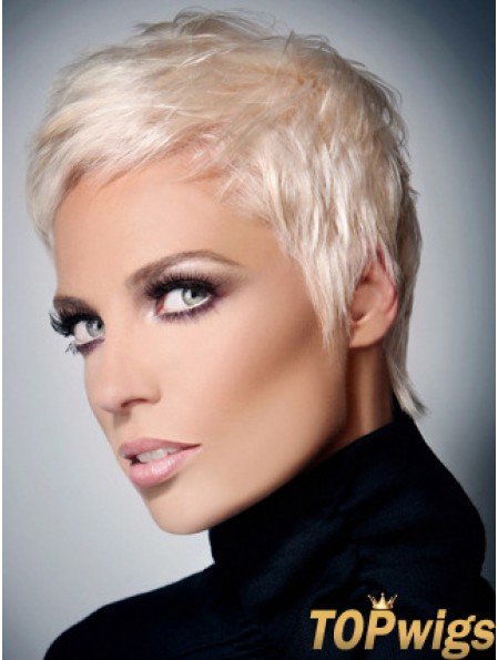 Synthetic Wig With Capless Grey Cut Short Length Straight Style