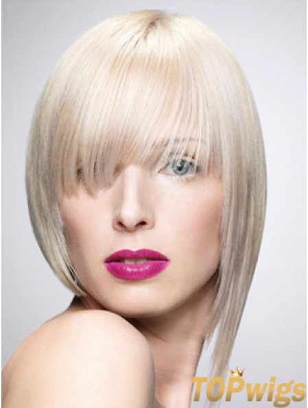 Monofilament Bobs Short Straight 10 inch Platinum Blonde New Fashion Wigs