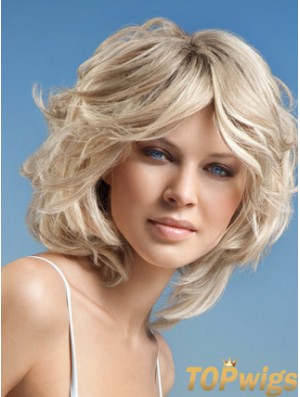 Full Lace Layered Chin Length Wavy 12 inch Platinum Blonde Cheap Fashion Wigs