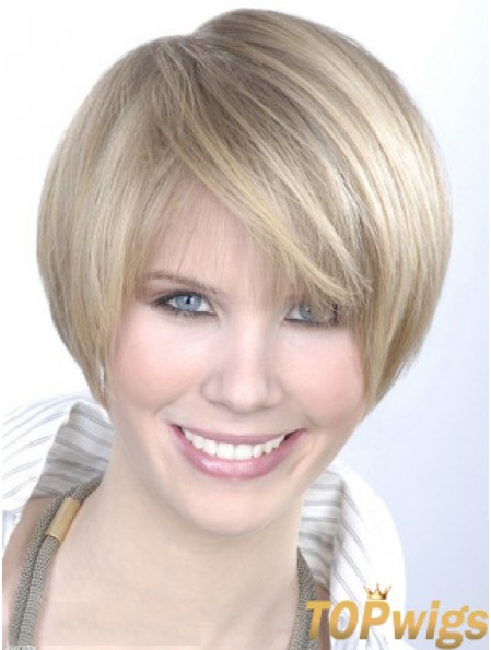 Monofilament Grey Short Straight 8 inch Platinum Blonde Gorgeous Fashion Wigs