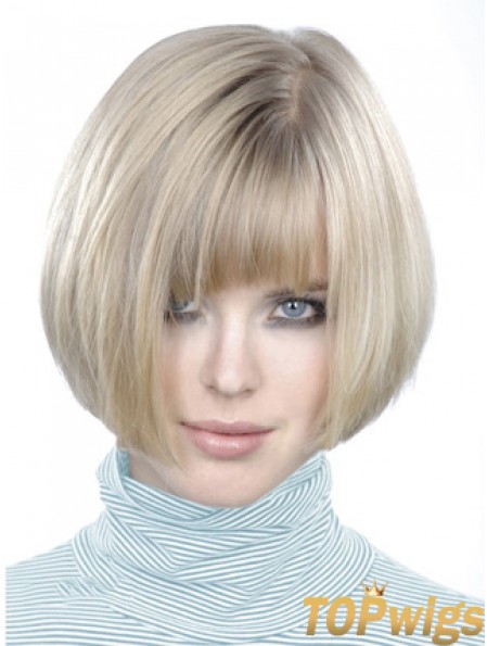 Monofilament Bobs Short Straight 10 inch Platinum Blonde Style Fashion Wigs