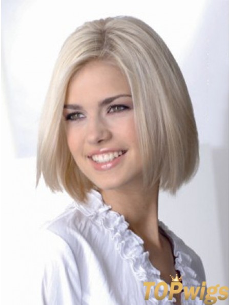 Full Lace Bobs Chin Length Straight 12 inch Platinum Blonde Sassy Fashion Wigs