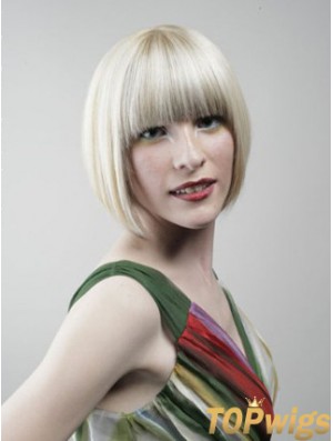 Full Lace Bobs Chin Length Straight 10 inch Platinum Blonde Designed Fashion Wigs