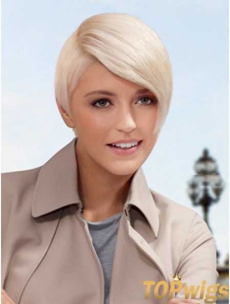 Lace Front Boycuts Short Straight 8 inch Platinum Blonde Style Fashion Wigs