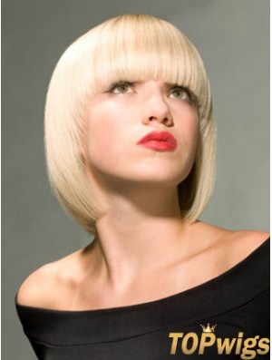 Full Lace Bobs Chin Length Straight 10 inch Platinum Blonde Online Fashion Wigs