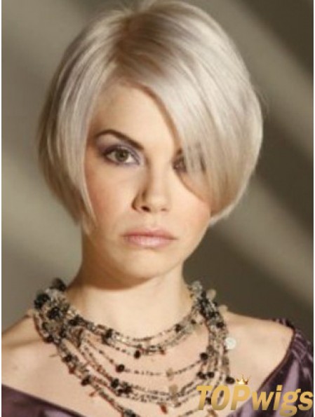 Capless Grey Short Straight 8 inch Platinum Blonde Amazing Fashion Wigs