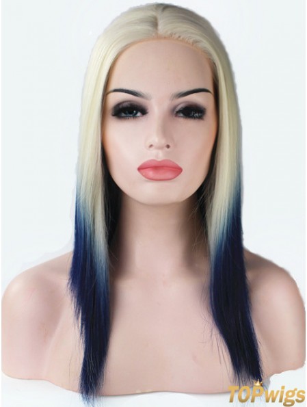 16 inch Ombre/2 Tone Long Without Bangs Straight Fashionable Lace Wigs