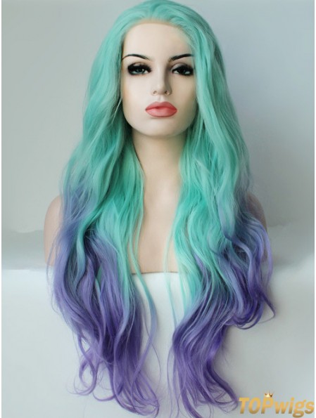 22 inch Ombre/2 Tone Long Without Bangs Wavy Ideal Lace Wigs