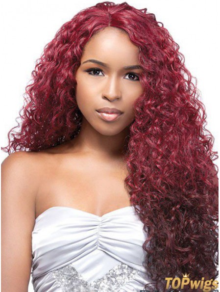 No-Fuss Ombre/2 Tone Long Curly Without Bangs 24 inch Human Lace Wigs