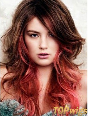 Great Ombre/2 Tone Long Wavy With Bangs 22 inch Human Lace Wigs