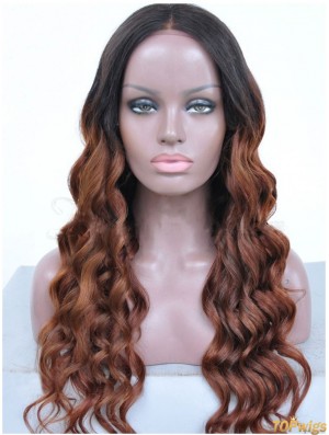 Long Ombre/2 Tone Wavy Without Bangs Good African American Wigs