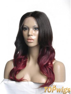 Long Ombre/2 Tone Wavy Without Bangs Good African American Wigs