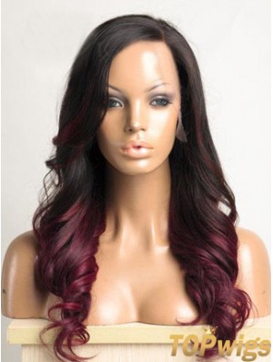 Long Ombre/2 Tone Wavy Without Bangs Ideal African American Wigs