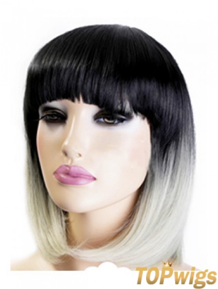 Modern 12 inch Chin Length Straight Wigs For Black Women