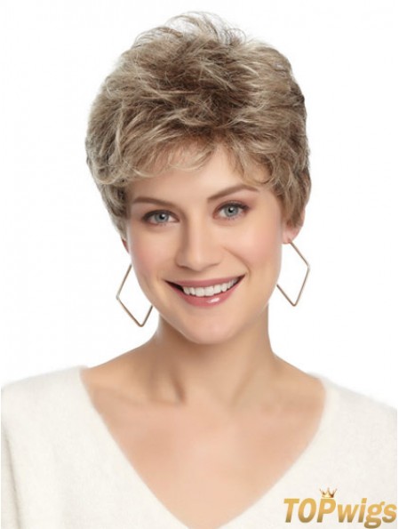 Synthetic Affordable Cropped Wavy Grey Wigs