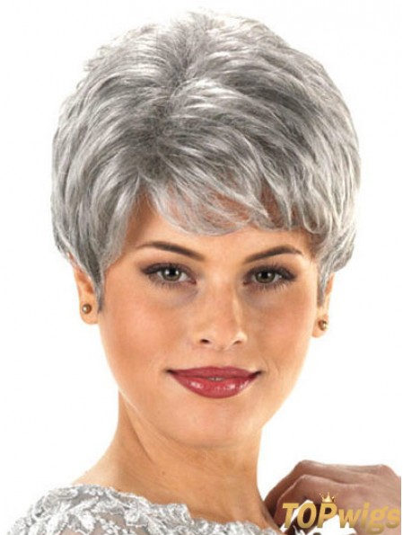 Synthetic Cheap Short Wavy Grey Wigs