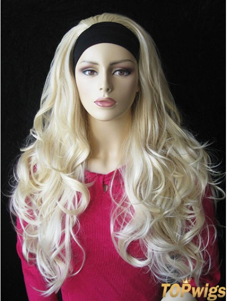 Long Wavy Blonde Natural Synthetic Half Wigs