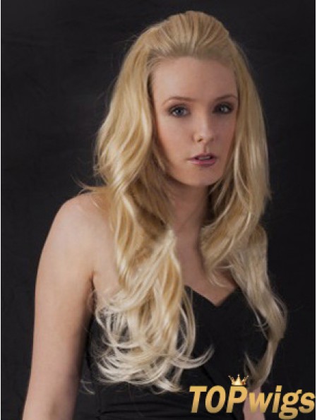 Long Wavy Blonde Fashion Synthetic Half Wigs