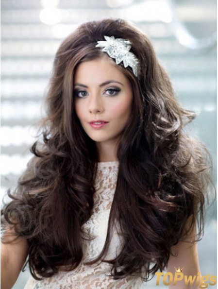 Long Wavy Brown Hairstyles Synthetic Half Wigs