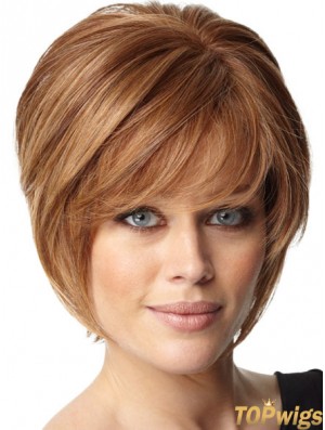 Auburn Straight Chin Length Bobs Capless Cheap Ladies Wigs UK