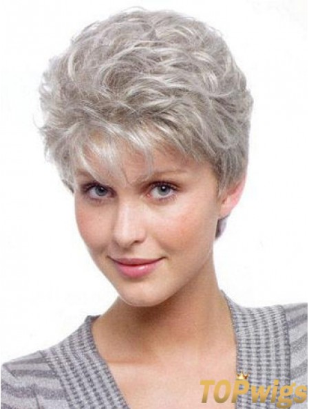 Grey Synthetic  Wigs For Elderly Lady UK