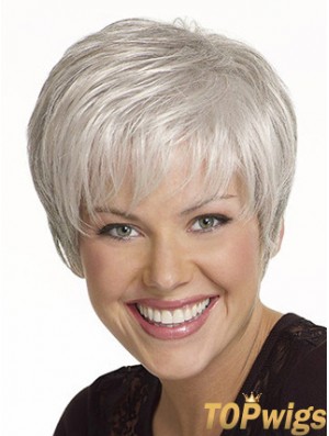 Straight Capless 8 inch Amazing Short Grey Wigs