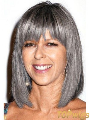 Straight Lace Front 12 inch Modern Shoulder Length Grey Wigs