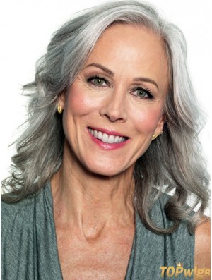 Wavy Monofilament 14 inch Gorgeous Shoulder Length Grey Wigs