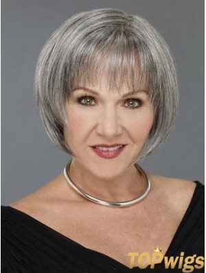 Straight Capless 8 inch Natural Short Grey Wigs