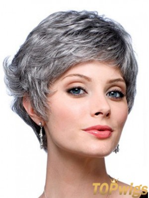 Wavy Capless 8 inch Designed Short Grey Wigs