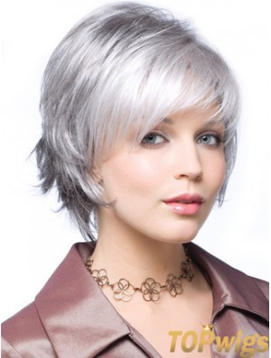 Straight Capless 8 inch Beautiful Short Grey Wigs