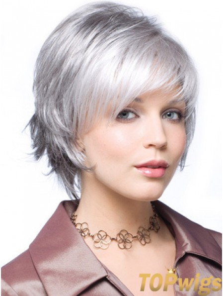 Straight Capless 8 inch Beautiful Short Grey Wigs