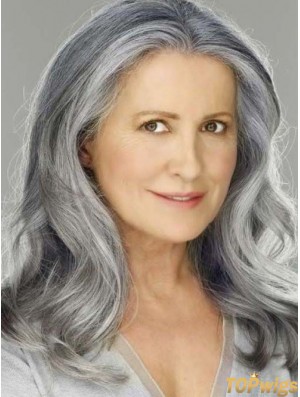 Wavy Lace Front 16 inch Best Shoulder Length Grey Wigs