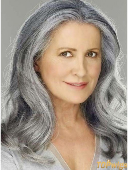 Wavy Lace Front 16 inch Best Shoulder Length Grey Wigs