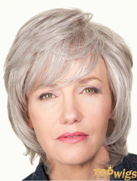 Wavy Lace Front 12 inch New Chin Length Grey Wigs