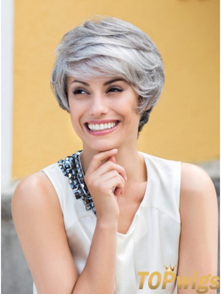 Wavy Lace Front 8 inch Top Short Grey Wigs