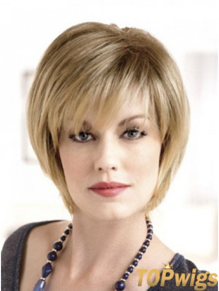 Lace Front Straight Layered Short 8 inch Top Human Hair Wigs