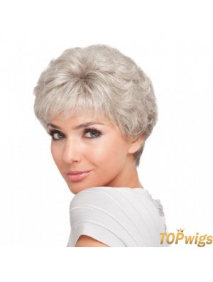 Short Hair Style For Older Ladies With Synthetic Capless Grey Cut