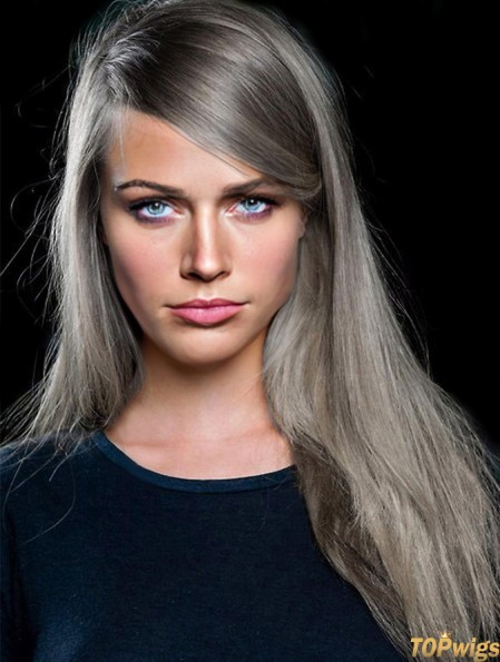 Fashion Long Straight 20 inch Synthetic Grey Wigs