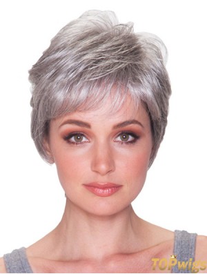 Grey Hair Wigs Grey Cut Short Length Straight Style