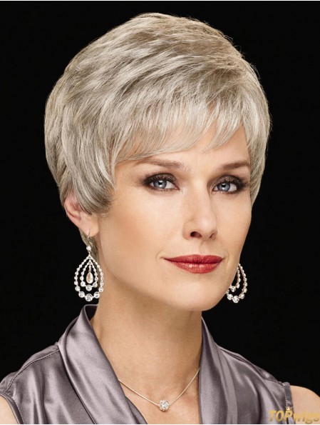 Perfect Short Wavy 6 inch Synthetic Grey Wigs