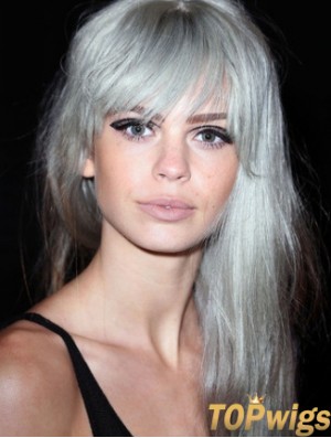 Popular Long Straight 20 inch Synthetic Grey Wigs