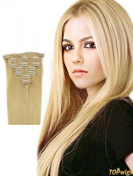 Fabulous Blonde Straight Remy Human Hair Clip In Hair Extensions