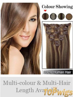 Beautiful Brown Straight Remy Human Hair Clip In Hair Extensions