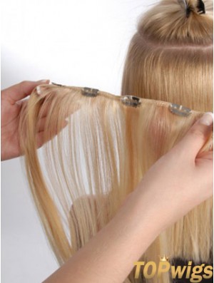 Hair Extension Clips Remy Straight Style Blonde Color